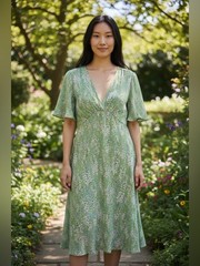 Black Swan Light Green Floral Dress