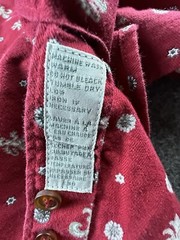 Claiborne Shirt Mens Medium Red Geometric Button Up Long Sleeve Cotton VTG