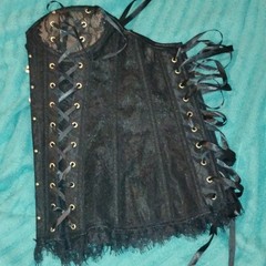 Adore Me Women’s Black Lace-Up Lace Boned Corset Bustier Top XS Grommet