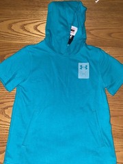 UNDER ARMOUR YOUTH RIVAL TERRY SHORT SLEEVE HOODIE SIZE YOUTH XS $35