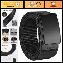 Men’s 1.5″ Nylon Ratchet Belt – Adjustable Casual Web Click Belt for Jeans, No H