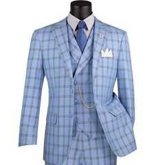 VINCI Men’s Windowpane 3-Piece Suit 38S-56L, 6 Colors, Modern Fit – NEW