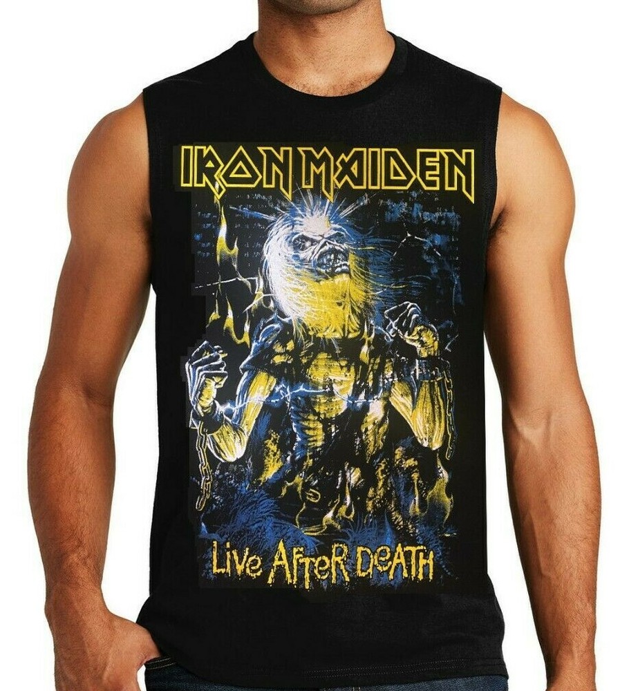 IRON MAIDEN LIVE AFTER DEATH PUNK ROCK Band Black Muscle Shirt