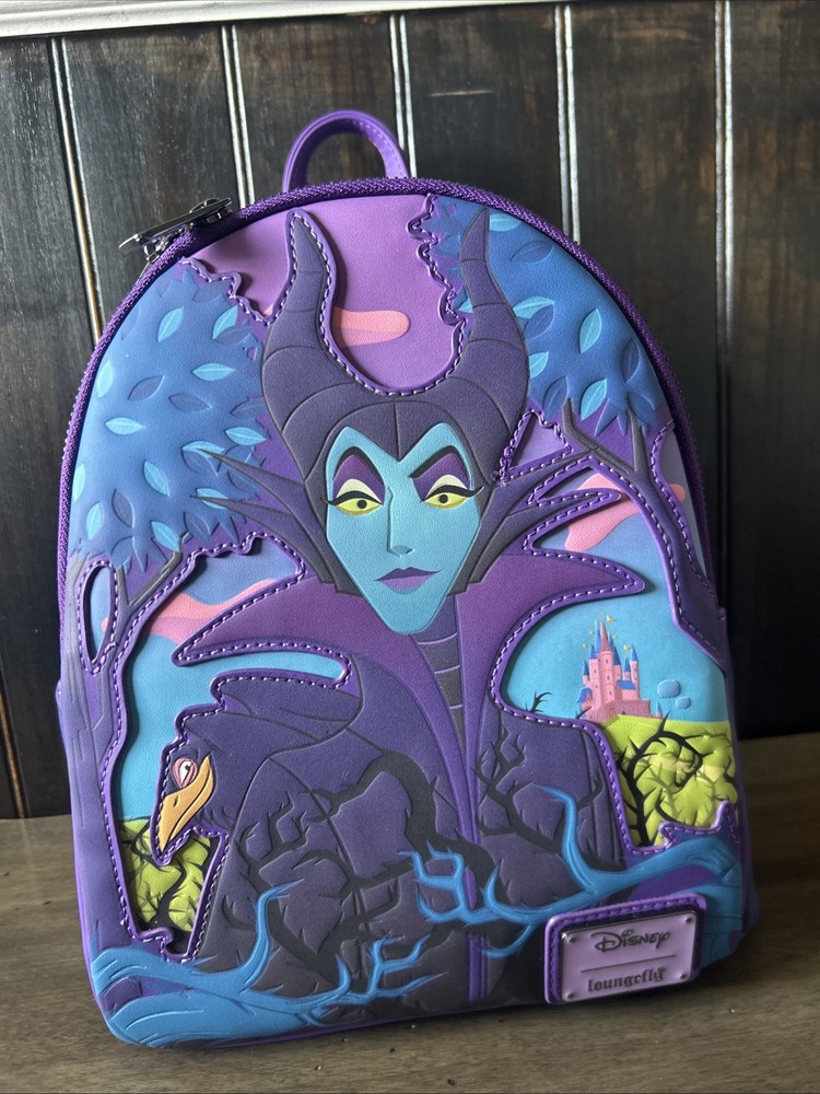 Loungefly Disney Sleeping Beauty Maleficent Mini Backpack Purple Dragon Villains