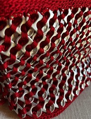 Red Crochet Recycled Soda Pop Can Knitted Shoulder Bag Zipper Closure B1
