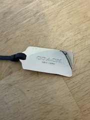 Coach Silver Hangtag Navy Peopled Leather Strap 2.25 Inches