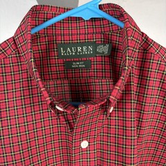 Ralph Lauren Men’s Shirt Red Size Large Long Sleeve Button Up Plaid 15 1/2 32/33