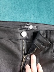 Boohoo Jeans Size 12 Womens Black Stretch Pants Faux Leather Straight NWT