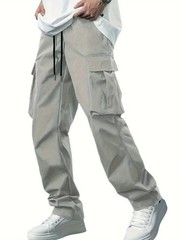 Mens Cargo Pants Casual Joggers Drawstring Hiking Outdoor Twill Sweatpants Fit👖