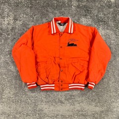 Vintage Lionel Trains Bomber Jacket Mens XL Orange Quilt Lined 80s Made In USA