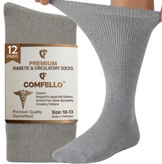 15 18 Pairs Health Circulatory Crew Cotton Diabetic Socks White 9-11 10-13 13-15