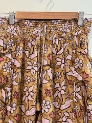 Aerie Pants Women’s Yellow Smocked High Waisted Beach Tie Summer, Size Medium