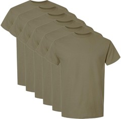 AR 670-1 Army Compliant Coyote Brown Mens Military T-Shirt 100% Cotton, 6-Pack