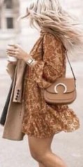House of Harlow 1960 NWT Brown/Tan/Gold Paisley Print BOHO Mini Dress, Size 8