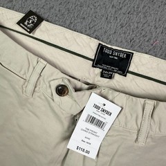 Todd Snyder Pants Mens 34×30 Bone Khaki Tab Front Chino Straight Fit Stretch NEW