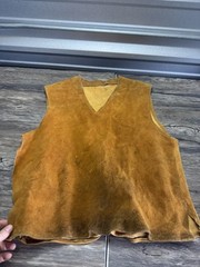 VTG 50s 60s Dents Suede Leather V-Neck Pullover Vest Fits Medium Navajo