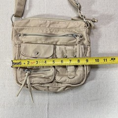 Mudd Beige Crossbody Purse Multi Pocket Faux Leather Adjustable Strap Bag Y2K