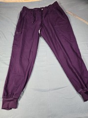 MedCouture Womens Elastic Waist Slash Pocket Royal Blue Jogger Pant Sz L Purple
