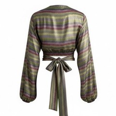Urban Outfitters Knot Cutout Crop Top Long Balloon Sleeve Metallic Ties – AC