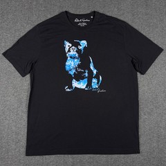 Robert Graham Shirt Mens XL Black Neon Blue Dog Graphic Crew Short Sleeve Tee