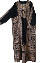 Traditional Palestinian / Jordanian Embroidered Thobe Kaftan Dress Black -Houda