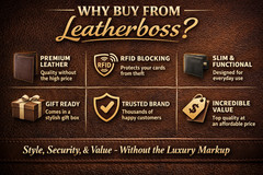Men’s Genuine Hunter Leather Biker Long Chain Wallet with RFID Blocking Bifold