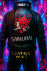 New Samurai Cyberpunk 2077 Leather Jacket Inspired Cosplay with LED Collar