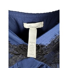 Soma Black Velvet, Midnight-blue Lined Full-Length Robe & Nightgown Set NWT/NWOT