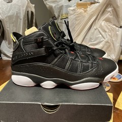 NIKE JORDAN 6 RINGS “PLAYOFFS” BLACK-UNIVERSITY RED-WHITE SZ 10.5 [322992-063 CL