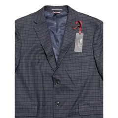 Tommy Hilfiger Modern-Fit Blue Check Plaid Wool Blazer Sport Coat Jacket 44S