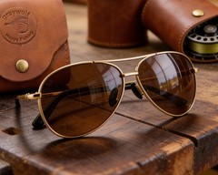 Aviator Sunglasses Gold Frame Brown Lens UV400 Polarized Men Women Classic