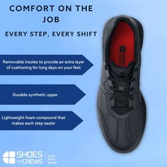 Shoes for Crews Men’s Black Lace-up Slip Water Resistant Casual Work Shoes: 8-13