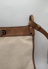 Michael Kors Sullivan Beige Canvas Tan Leather Messenger Crossbody Bag