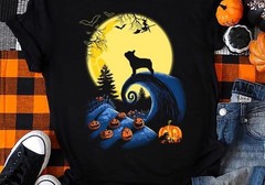 Pug Dog On Spiral Hill Hallloween Short Sleeve Black All Size Unisex Shirt
