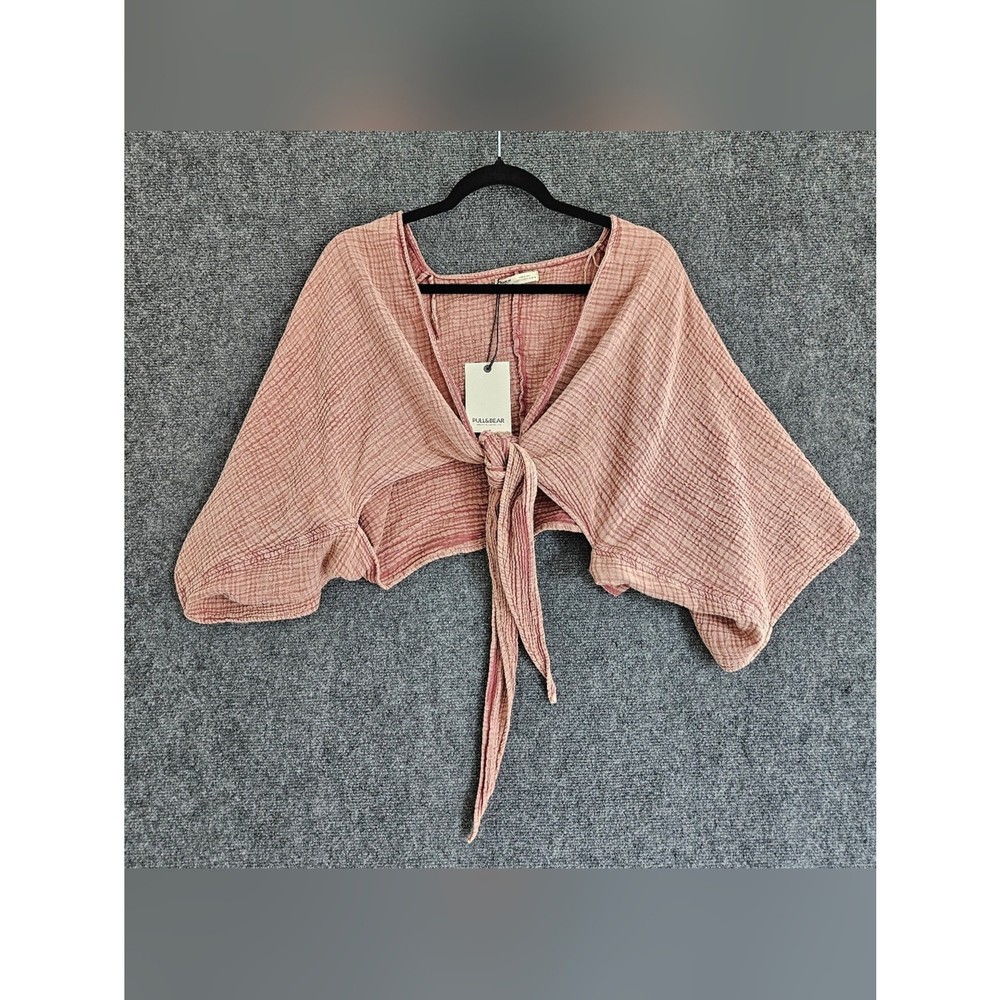 Pull&Bear Dusty Pink Tie-Front Cropped Top