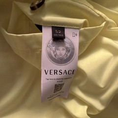 Versace Men’s Yellow Hooded Down Puffer Jacket Full Zip Logo Trim Size 52