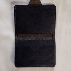 handmade real leather card holder snap button wallet black horween horsehide