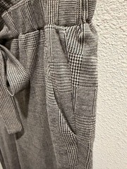 Foed Rose Grey Plaid Paperbag Waist Tie Belt Trousers, Size XL
