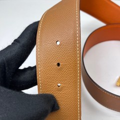 Hermes Pre-Owned Authentic Luxury Double-sided Leather Belt Brown Orange 85cm