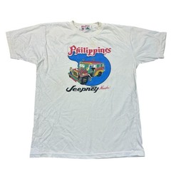 Vintage T-Shirt Philippines Jeepney Manila Graphic Print White Mens Large
