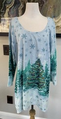 Collections Etc. Christmas Tree Embellished Top XXL NWOT Asymmetrical Hem