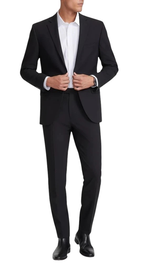 Dkny Mens Modern fit 2 Piece Suit 36 S Pants 29 / 30 Black Solid