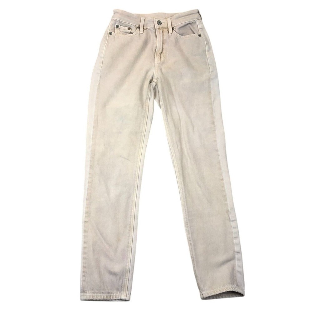 American Eagle Women’s Mom Jeans Size 000 Beige Straight Ankle Casual Denim