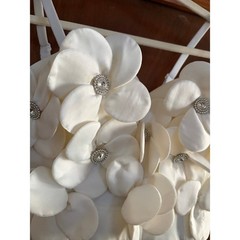 White 3D Floral Bustier Crop Top Rhinestone Detail Size S Shein