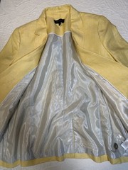 Talbots Classic-Fit 100% Linen Blazer Single Button Lined Pockets Size 16 Yellow