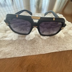 Cazal Men’s Rectangular Sunglasses Black Plastic Frame Gray Tinted Lenses