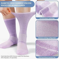 6 Pairs Diabetic Socks – Non-Binding Crew, Seamless Toe for Men/Women, Size 6–12