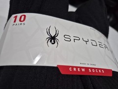 SPYDER Mens Socks Crew Cushioned Everyday Work Sports 10 Prs SZ 6-12 Black
