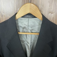 Stafford Blazer Jacket Mens 42R Black Solid Polyester Worsted Wool Gold Buttons