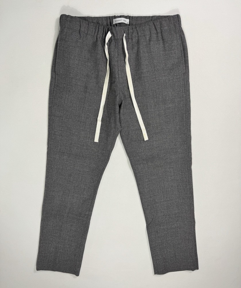 Assembly Label Ankle Pants Womens 36×30 Grey Wool Drawstring Tapered Modern